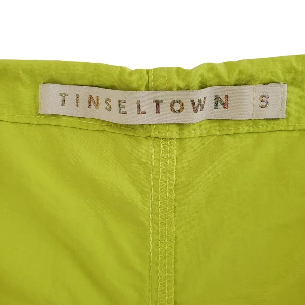 Tinseltown Bright Lime Green Chartreuse Parachute Pants Oversized Y2K Size S - Picture 9 of 16